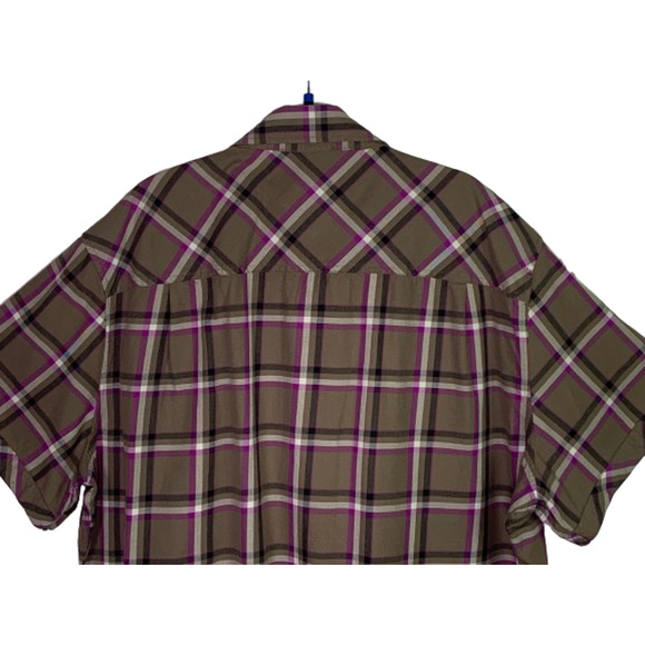 CAVI Mens 6XL Purple Gray Plaid Short Sleeve Button Up Shirt *See Measurements - Picture 5 of 10